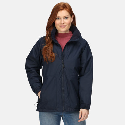 Navy - Side - Regatta Womens-Ladies Waterproof Windproof Jacket (Fleece Lined)