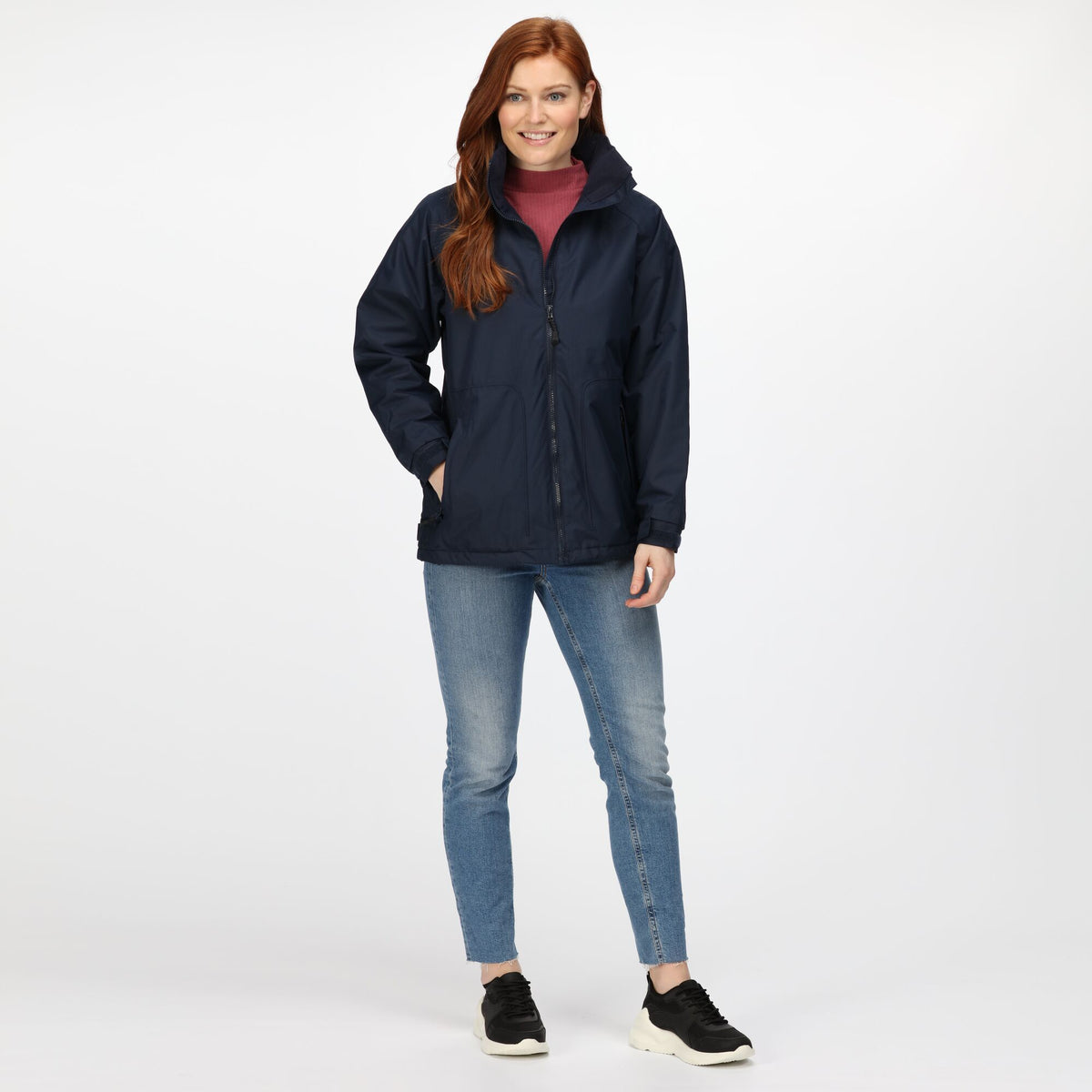 Navy - Lifestyle - Regatta Womens-Ladies Waterproof Windproof Jacket (Fleece Lined)