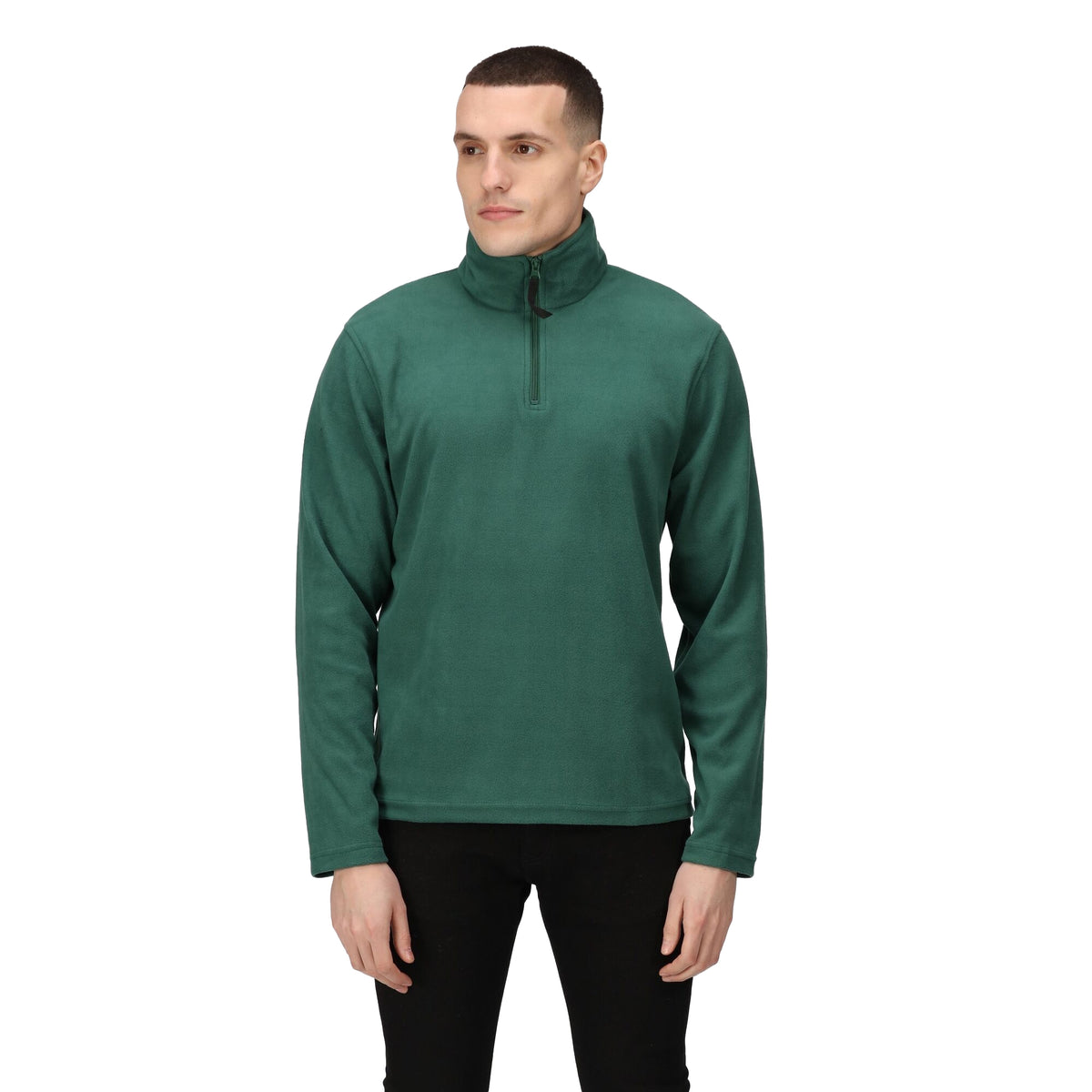 Bottle Green - Side - Regatta Mens 170 Series Anti-pill Zip Neck Micro Fleece