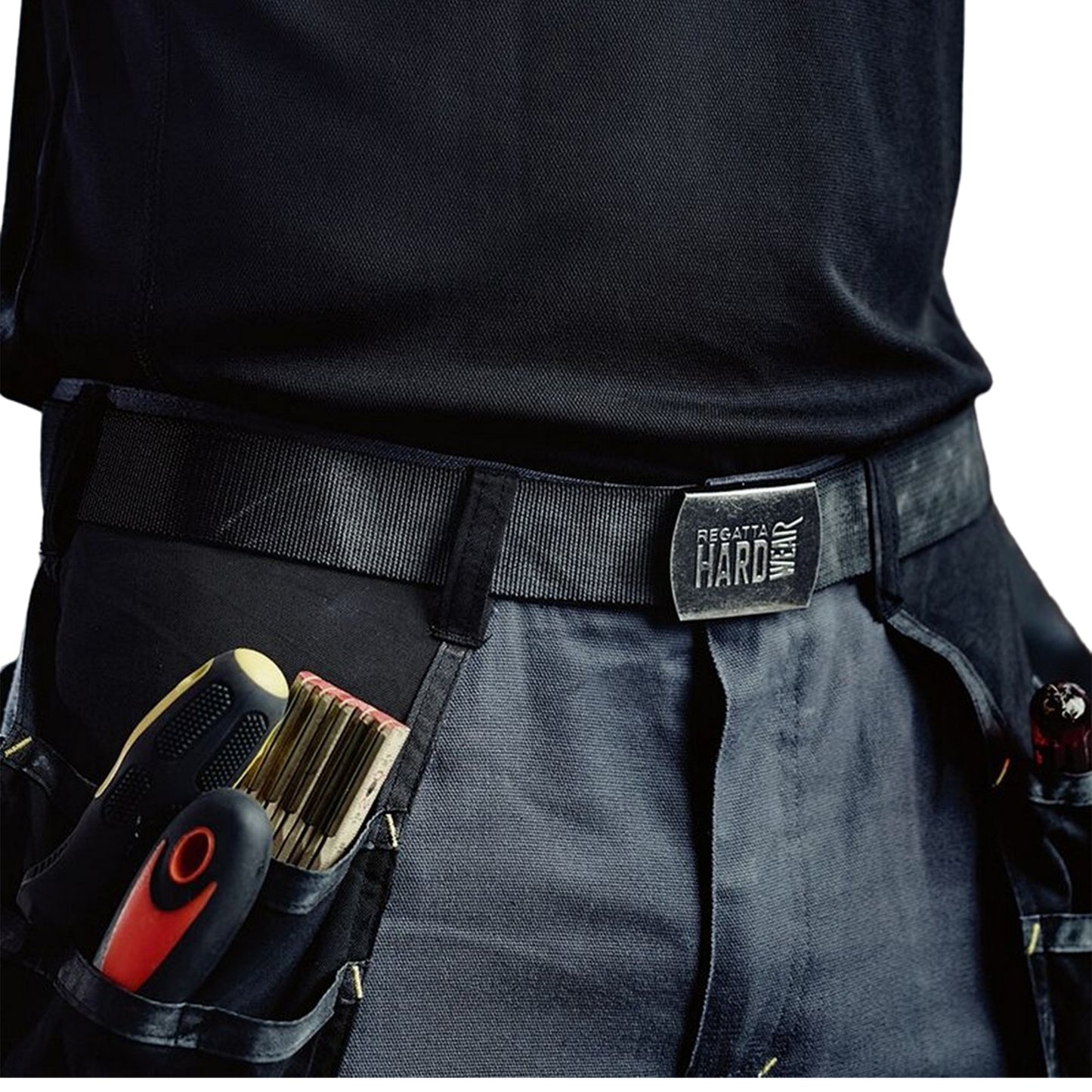 Black - Side - Regatta Mens Premium Workwear Belt With Stretch