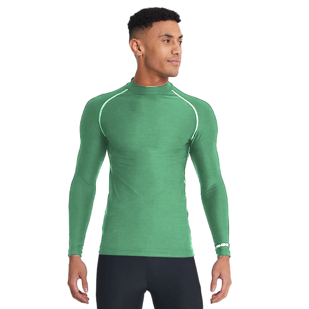 Green - Back - Rhino Mens Thermal Underwear Long Sleeve Base Layer Vest Top