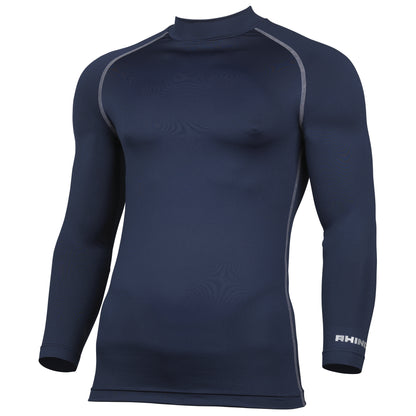 Navy - Front - Rhino Mens Thermal Underwear Long Sleeve Base Layer Vest Top