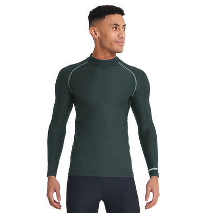 Bottle Green - Back - Rhino Mens Thermal Underwear Long Sleeve Base Layer Vest Top