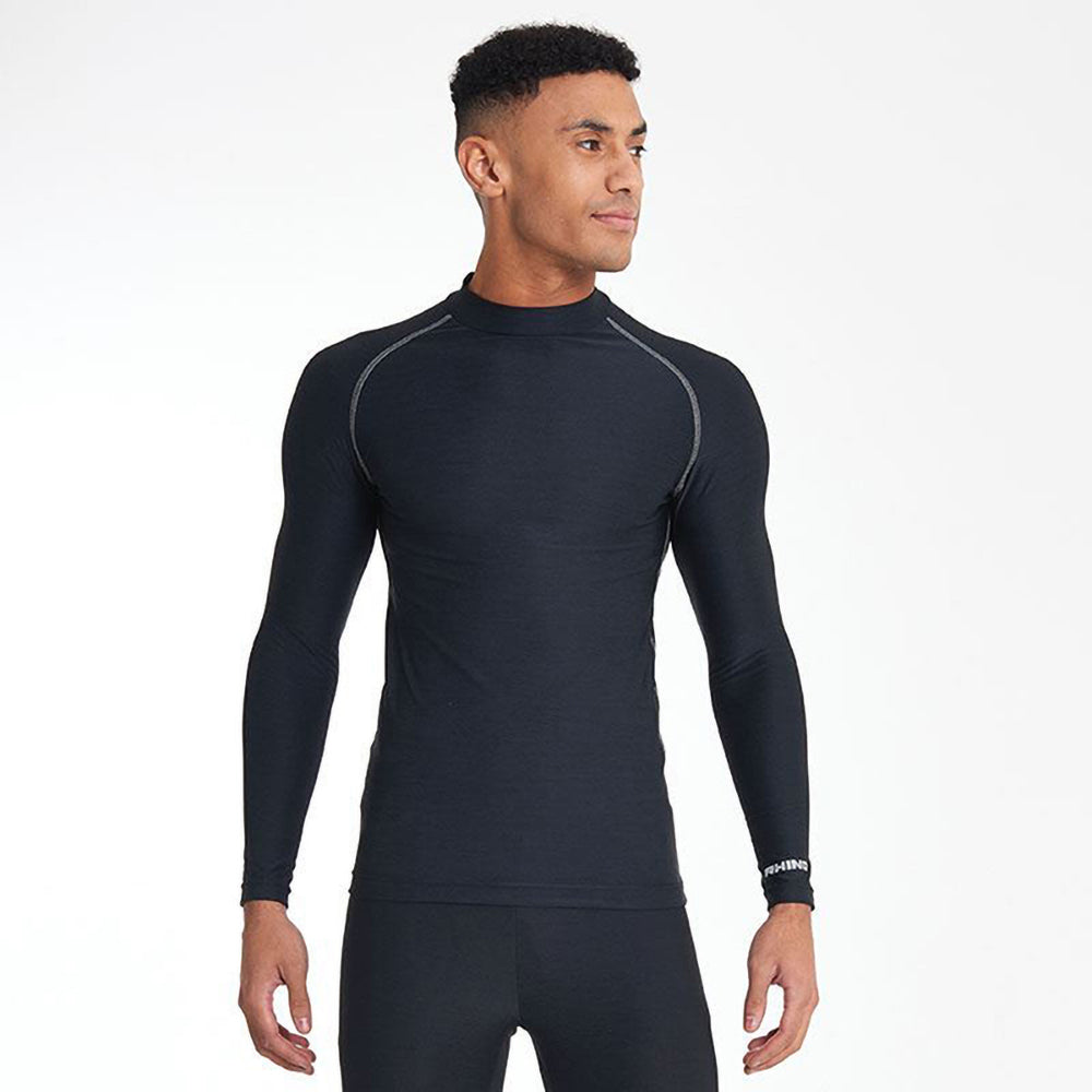 Navy - Close up - Rhino Mens Thermal Underwear Long Sleeve Base Layer Vest Top