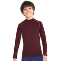 Maroon - Back - Rhino Childrens Boys Long Sleeve Thermal Underwear Base Layer Vest Top