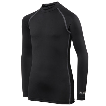 Black - Front - Rhino Childrens Boys Long Sleeve Thermal Underwear Base Layer Vest Top