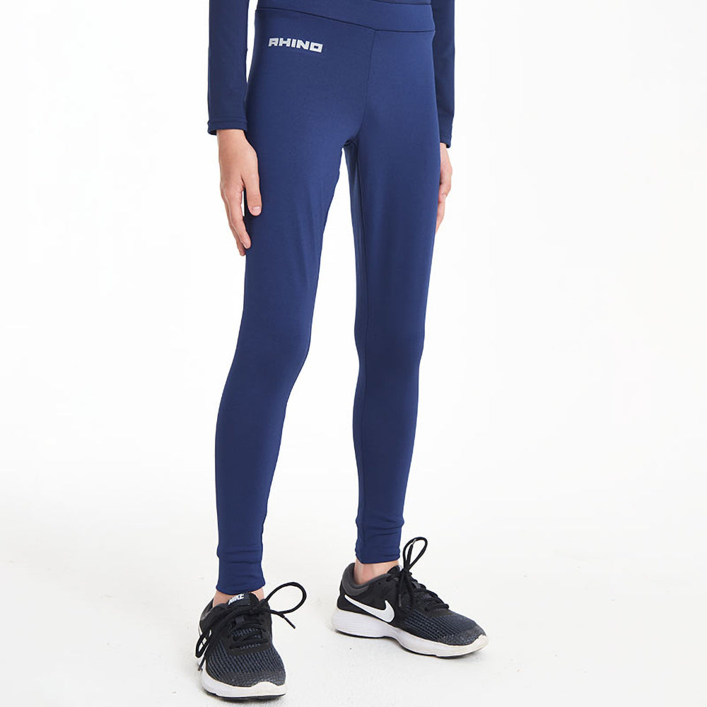 Navy - Side - Rhino Kids Boys Thermal Underwear Boys Base Layer Leggings - Long Johns