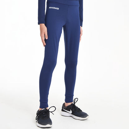 Navy - Side - Rhino Kids Boys Thermal Underwear Boys Base Layer Leggings - Long Johns