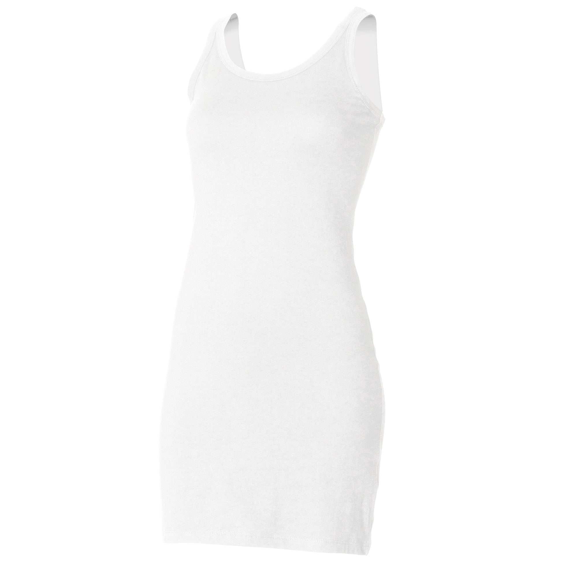 White - Front - Skinni Fit Ladies-Womens Extra Long Stretch Tank Top - Vest