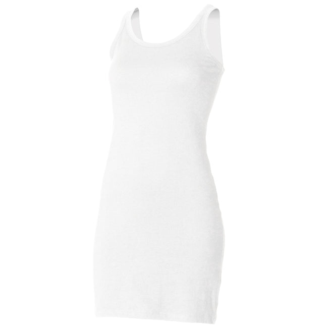 White - Front - Skinni Fit Ladies-Womens Extra Long Stretch Tank Top - Vest
