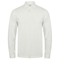 White - Front - Skinni Fit Mens Long Sleeve Stretch Polo Shirt