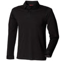 Black - Front - Skinni Fit Mens Long Sleeve Stretch Polo Shirt