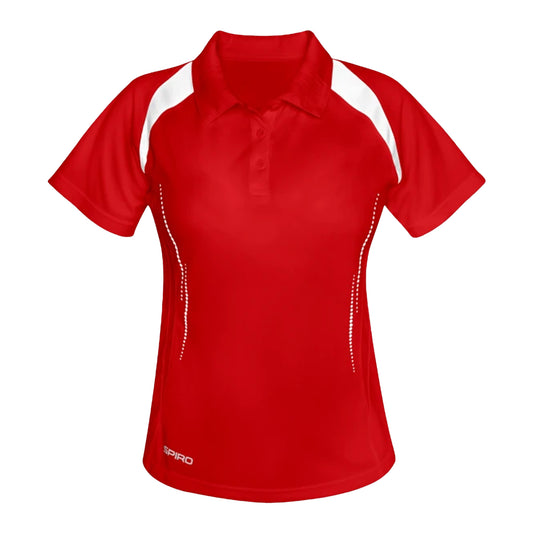 Red-White - Front - Spiro Womens-Ladies Sports Team Spirit Performance Polo Shirt