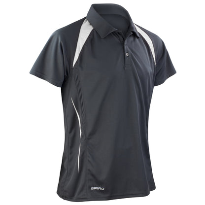 Black-White - Front - Spiro Mens Sports Team Spirit Performance Polo Shirt