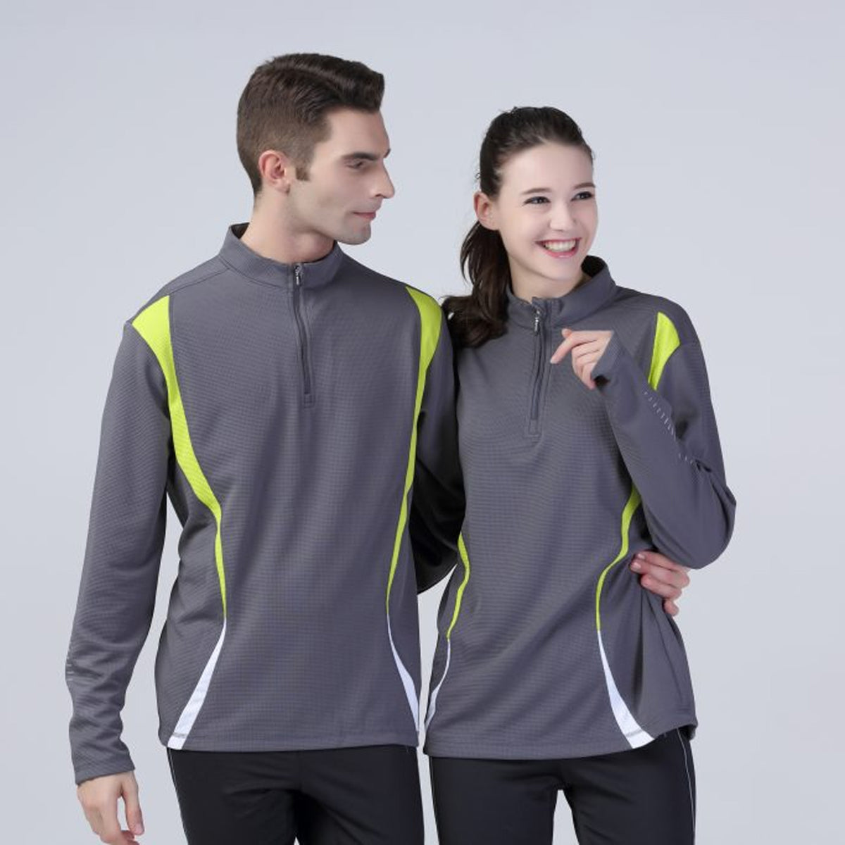 Charcoal-Lime-White - Back - Spiro Unisex Sports Trial Performance Training Top