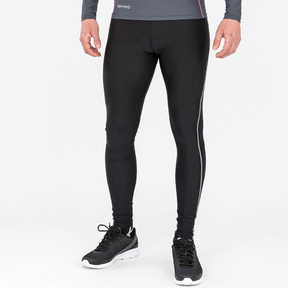 Black - Side - Spiro Mens Bodyfit Sports Performance Base Layer Leggings