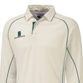Cream-Green - Side - Surridge Mens-Youth Premier Sports Long Sleeve Polo Shirt