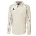 Cream-Navy - Front - Surridge Mens-Youth Premier Sports Long Sleeve Polo Shirt