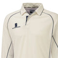Cream-Navy - Side - Surridge Mens-Youth Premier Sports Long Sleeve Polo Shirt