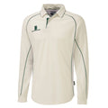 Cream-Green - Front - Surridge Mens-Youth Premier Sports Long Sleeve Polo Shirt