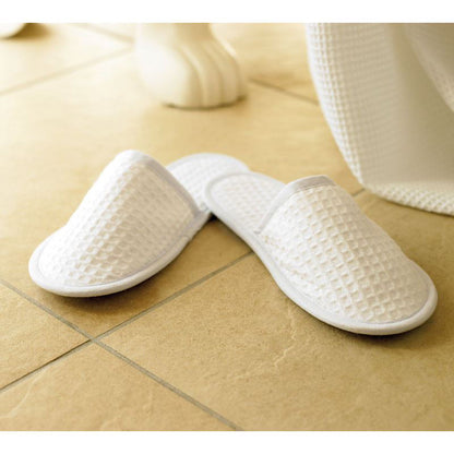 White - Back - Towel City Unisex Waffle Mule Closed Toe Slippers