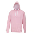 Baby Pink-Arctic White - Front - Awdis Varsity Hooded Sweatshirt - Hoodie