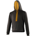 Jet Black-Orange Crush - Front - Awdis Varsity Hooded Sweatshirt - Hoodie
