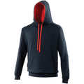 New French Navy-Fire Red - Front - Awdis Varsity Hooded Sweatshirt - Hoodie