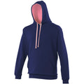 Oxford Navy - Candyfloss Pink - Front - Awdis Varsity Hooded Sweatshirt - Hoodie