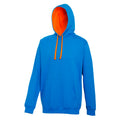 Sapphire Blue-Orange Crush - Front - Awdis Varsity Hooded Sweatshirt - Hoodie
