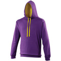 Purple - Sun Yellow - Front - Awdis Varsity Hooded Sweatshirt - Hoodie