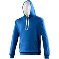 Royal Blue-Arctic White - Front - Awdis Varsity Hooded Sweatshirt - Hoodie