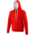 Fire Red-Arctic White - Front - Awdis Varsity Hooded Sweatshirt - Hoodie