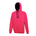 Hot Pink - French Navy - Front - Awdis Varsity Hooded Sweatshirt - Hoodie