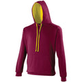 Burgundy-Charcoal - Front - Awdis Varsity Hooded Sweatshirt - Hoodie