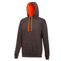 Charcoal- Orange Crush - Front - Awdis Varsity Hooded Sweatshirt - Hoodie