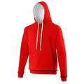 Fire Red- Arctic White - Front - Awdis Varsity Hooded Sweatshirt - Hoodie