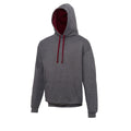 Charcoal- Burgundy - Front - Awdis Varsity Hooded Sweatshirt - Hoodie