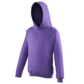 Purple - Front - Awdis Kids Unisex Hooded Sweatshirt - Hoodie - Schoolwear