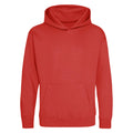 Fire Red - Front - Awdis Kids Unisex Hooded Sweatshirt - Hoodie - Schoolwear