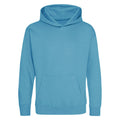 Hawaiian Blue - Front - Awdis Kids Unisex Hooded Sweatshirt - Hoodie - Schoolwear