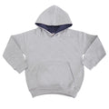 Heather Grey - French Navy - Front - Awdis Kids Varsity Hooded Sweatshirt - Hoodie - Schoolwear