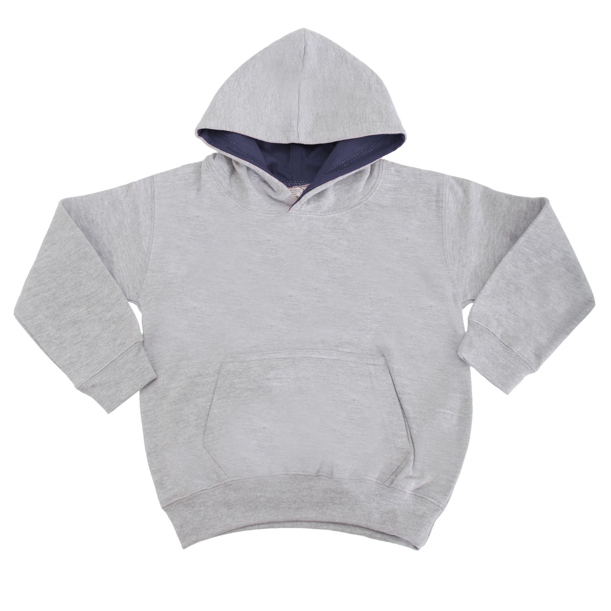 Heather Grey - French Navy - Front - Awdis Kids Varsity Hooded Sweatshirt - Hoodie - Schoolwear