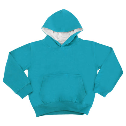 Sapphire Blue - Heather Grey - Front - Awdis Kids Varsity Hooded Sweatshirt - Hoodie - Schoolwear
