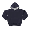 New French Navy-Heather Grey - Front - Awdis Kids Varsity Hooded Sweatshirt - Hoodie - Schoolwear