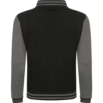 Jet Black- Charcoal - Back - Awdis Unisex Varsity Jacket