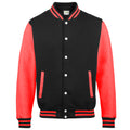 Jet Black- Fire Red - Front - Awdis Unisex Varsity Jacket