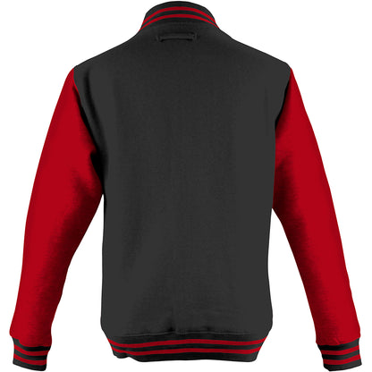 Jet Black- Fire Red - Back - Awdis Unisex Varsity Jacket
