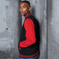 Jet Black- Fire Red - Side - Awdis Unisex Varsity Jacket