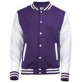 Purple - White - Front - Awdis Unisex Varsity Jacket